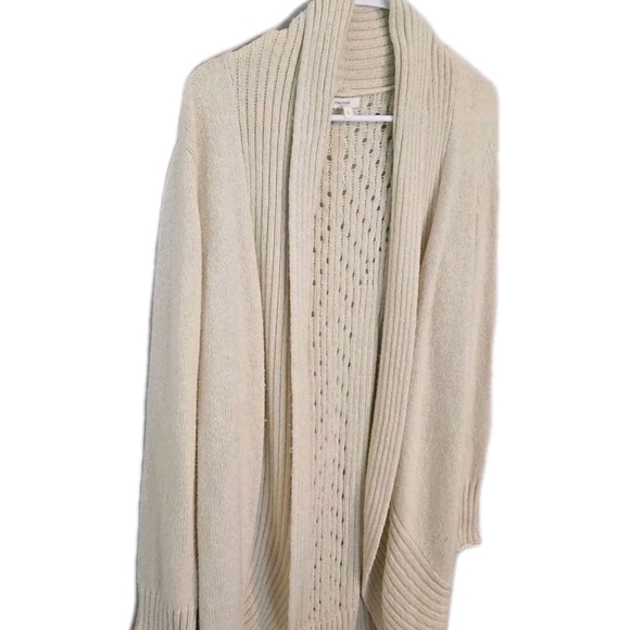 Maurices L Cream Open Front Cardigan Sweater Knit Cottage Retro Y2k Boho - Picture 10 of 14